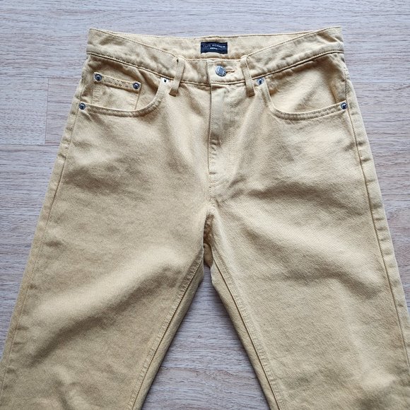 NWoT CLUB MONACO The Relaxed Slim Jeans Zip Yellow Ginger Cotton - Picture 4 of 12